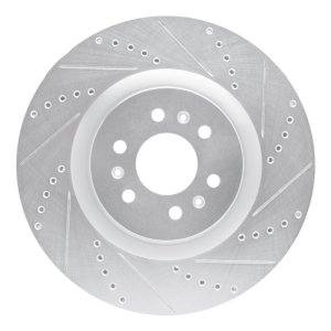 Cadillac CTS Brake Rotor (1) - Front Right - R1 Concepts - Drilled & Slotted - Silver - `04-`11